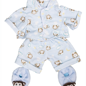 Blue Monkey Jammies With Slippers - (16") pack of 6