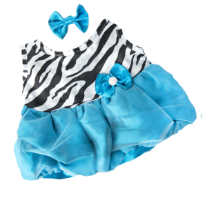 Turquoise Zebra Dress With Bow (16") pack of 6