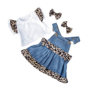 Denim Cheetah Dress With Bows (16") pack of 6